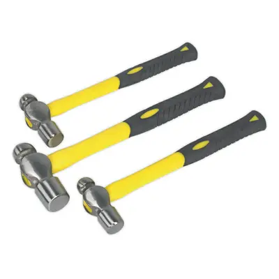 3 Piece Ball Pein Hammer Set - 12oz 1lb 1.5lb Pin Hammers - Fibreglass Shafts