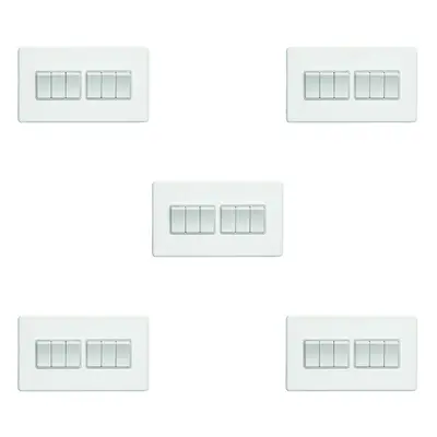 5 PACK Gang Multi Light Switch SCREWLESS MATT WHITE Way 10A Slim Rocker