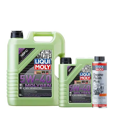 Liqui Moly MOLYGEN 5W40 ACEA A3/B4 VW BMW AUDI PORSCHE 6L + ENGINE FLUSH 300ml