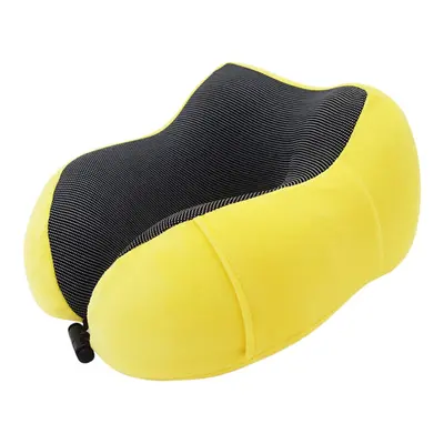 (Yellow) U Shaped Memory Foam Neck Soft Travel Pillow Solid Relieve Pressure