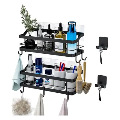 Carwiner Shower Caddy Bathroom Shelf 2-Pack Basket with Hooks for Hanging Shampoo Conditioner St