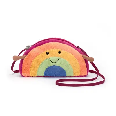 Jellycat Amuseable Rainbow Plush Bag Crossbody Purse with Zip Top Gift