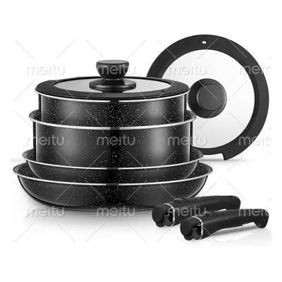 Pots and Pans Set Nonstick, Piece, with Detachable Handles and Lids, Induction Kitchen Cookware 