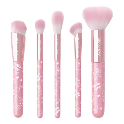 wet n wild Hello Kitty 5-Piece Makeup Brush Set, Buildable & Blendable Multifunctional Seamless 