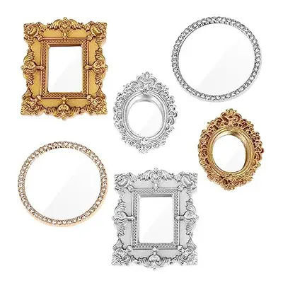 6Pcs Miniature Dollhouse Classic Mirror, 1:12 Scale Mini Furniture Bedroom Accessory Victorian B