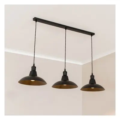 ValueLights Civic Matte Black Drop Diner Ceiling Light & Bulbs