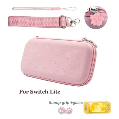 (Pink For Switch Lite) Pink Sakura Flower Skin Shell Carry Bag Switch OLED PU Waterproof Pouch C