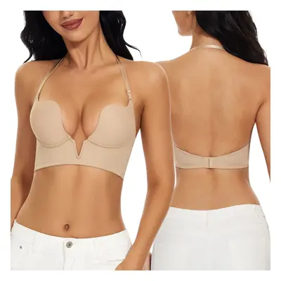 Women's Deep Plunge Bra Low Cut Push Up Bra Underwired Convertible Low