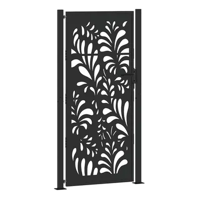 (steel/black, x cm/wave design) vidaXL Garden Gate 105x180 cm Weathering Steel Flame Design fenc