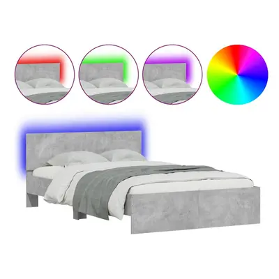 (concrete grey, x cm) vidaXL Bed Frame with Headboard and LED Bed Base Mattress Foundation Bedst