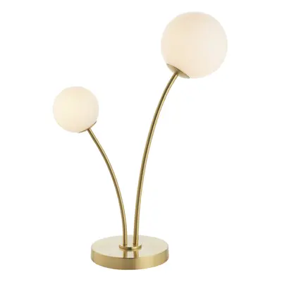 Table Lamp Satin Brass Plate & Opal Glass x 3W LED G9 Complete Lamp