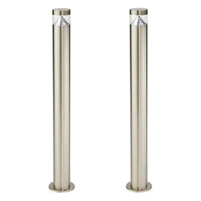 2 PACK Stepped Outdoor Bollard Light - 3.3W LED - 800mm Height - Stainless Steel