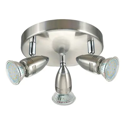 Flush Spot Ceiling Light Colour Satin Nickel Chrome Shade Bulb GU10 3x3W