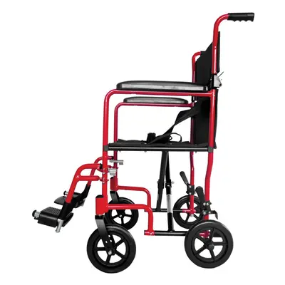 Compact Attendant Propelled Lightweight Aluminium Transit Wheelchair - Red