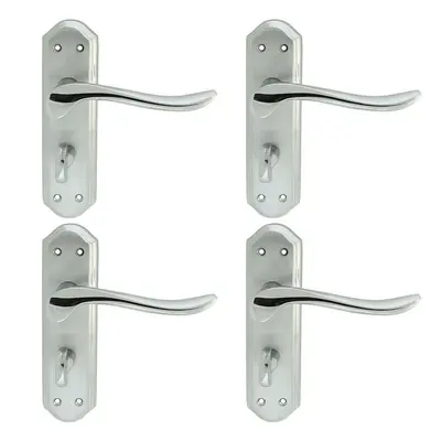 4x PAIR Curved Handle on Sculpted Bathroom Backplate x 48mm Chrome