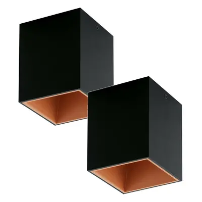 2 PACK Wall / Ceiling Light Black & Copper Square Downlight 3.3W Built in LED