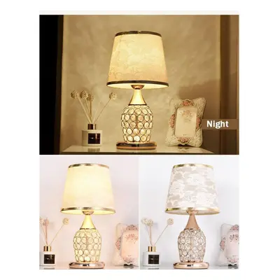 (as the picture, A 13*20*37cm) European-style Crystal Table Lamp Ins Simple Modern Bedroom Warm 