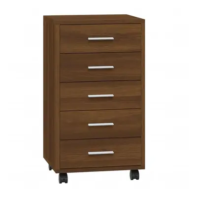 (Brown oak) Office Unit Document Storage Organiser with Castors Drawers Multi Colours