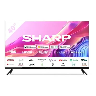 SHARP 40FD6K 40-Inch Full HD Smart Frameless Roku TV? in Black with Active Motion 200, HDR10 Sup