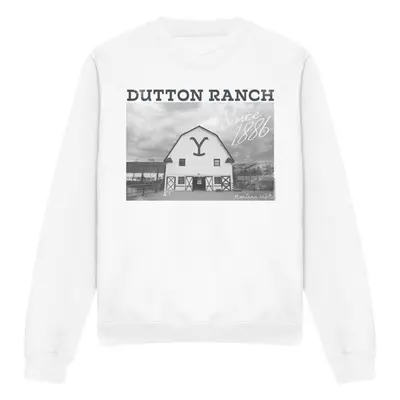 (S, White) Yellowstone Unisex Adult Dutton Barn Sweatshirt