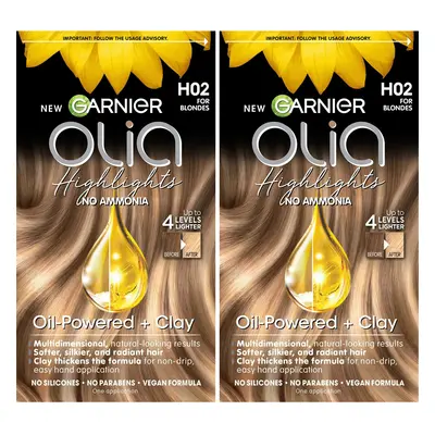 Garnier Hair Color Olia Ammonia-Free Permanent Hair Dye H02 Highlights for Blondes Count Packagi