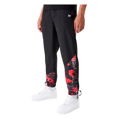 (2XL, Black) New Era Mens Chicago Bulls All Over Pattern Panel Joggers Track Pants - Black