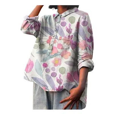 (XL24053-SZW17, XXL) Summer Blending Shirt Women Loose Fit And Fashion-Inspired Design Shirt Fem