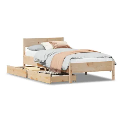 (natural, x cm) vidaXL Bed Frame with Headboard Wax Solid Wood Pine