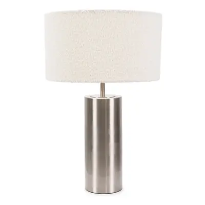 ValueLights Lexy Cream Boucle & Chrome Dimmer Touch Table Lamp & Bulb