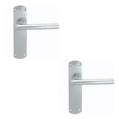 2x Rounded Straight Bar Handle on Latch Backplate x 42mm Satin Chrome