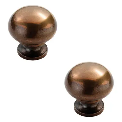 2x Mushroom Cupboard Door Knob 30mm Diameter Solid Bronze Cabinet Handle