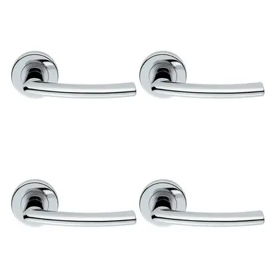 4x PAIR Oval Shaped Curved Bar Handle Concealed Fix Round Rose Polished Chrome