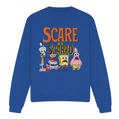 (L, Royal Blue) SpongeBob SquarePants Unisex Adult Scare Or Be Scared Sweatshirt