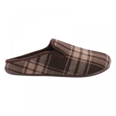 (6 (Adults'), Brown) Syde Brown Mens Check Print Slippers