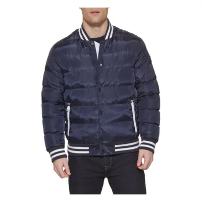 Tommy Hilfiger Men's Quilted Varsity Puffer Bomber Midnight/Midnight