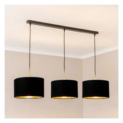 ValueLights Matte Black Bar Ceiling Pendant Black & Gold Shades