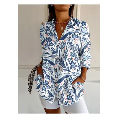 (YK2149-, M) Summer Women's Long Shirt Summer European and American Fashion Shirt 3D Pattern Pri