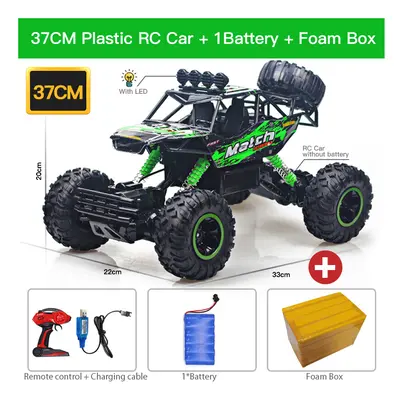 (37CM Green 1B P) ZWN 1:12 / 1:16 4WD RC Car With Led Lights 2.4G Radio Remote Control Cars Bugg