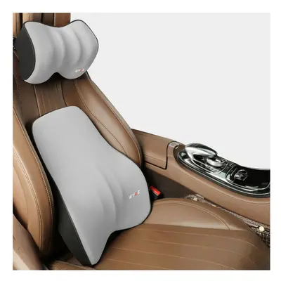 (set-gy) Car Driver Pillow Space Memory Foam Car Lumbar Support Back Cushion Car