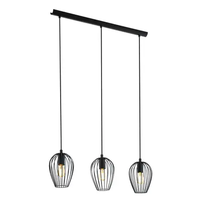 Hanging Ceiling Pendant Light Black Wire Cage 3x 60W E27 Kitchen Island Dining