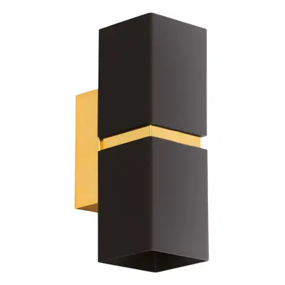 Wall Light Colour Gold Plated Steel Black Square Shape Shade Bulb GU10 2x3.3W