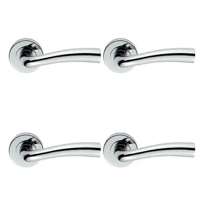 4x PAIR Curved Flowing Flared Handle Concealed Fix Round Rose Polished Chrome