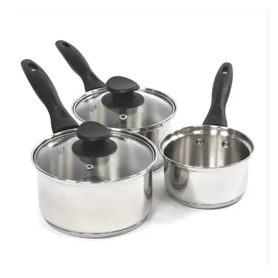 Blackmoor Stainless Steel Saucepan Set / Glass Lids / All Hob Types Including Induction