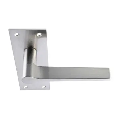 PAIR Flat Straight Handle on Slim Bathroom Backplate x 50mm Satin Nickel