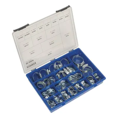 81 Pc Zinc Plated Hose Clip Assortment - 9.5 to 55mm - External Pressed Threads