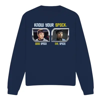 (S, Navy) Star Trek Unisex Adult Know Your Spock Sweatshirt