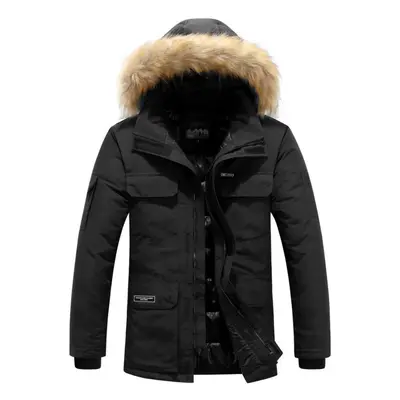 (black, L) Autumn And Winter Outdoor Single Warm Casual Men&apos;s Middle-aged Cotton Coat Thick