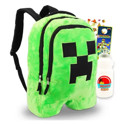 Minecraft Plush Backpack for Boys - Bundle with 18"" Minecraft Creeper Backpack Plush Plus Stick