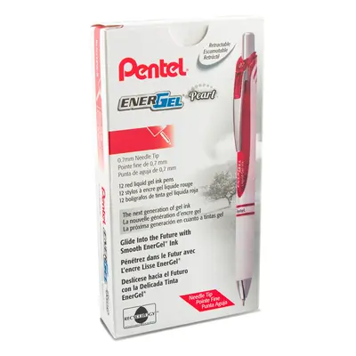 Pentel Gel Ink Pen Pearl Retractable Gel Pen (0.7mm) Medium Point Needle Tip Red Ink pack (BLN77