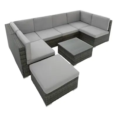 8pc Tectake Grey Venice Rattan Lounge Set | Tectake Outdoor Patio Garden Furniture